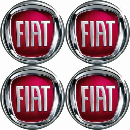 4 x FIAT Emblem ROT Felgen Aufkleber Logo Nabendeckel Nabenkappe Radkappe 4 x 56 mm